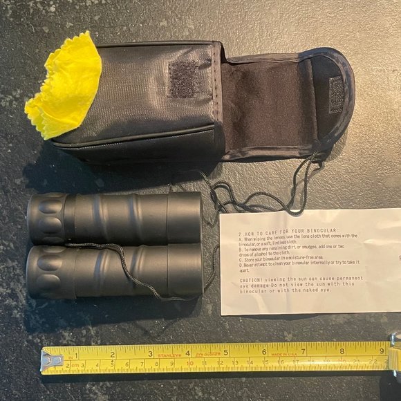 12x25 Binoculars w/ Carry Case, Strap, Cloth, Instructions - Picture 5 of 9